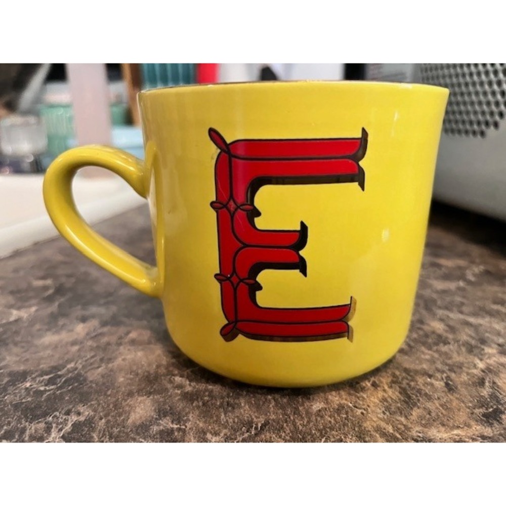 Opalhouse Yellow Monogram Mug red E
